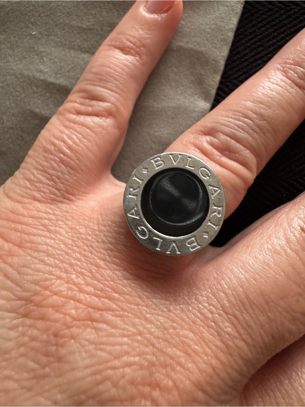Black Center Stainless Steel Fashion Ring Women size 6.5 - Picture 9 of 11